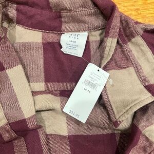 GAP Maroon and Beige Plaid Shirt